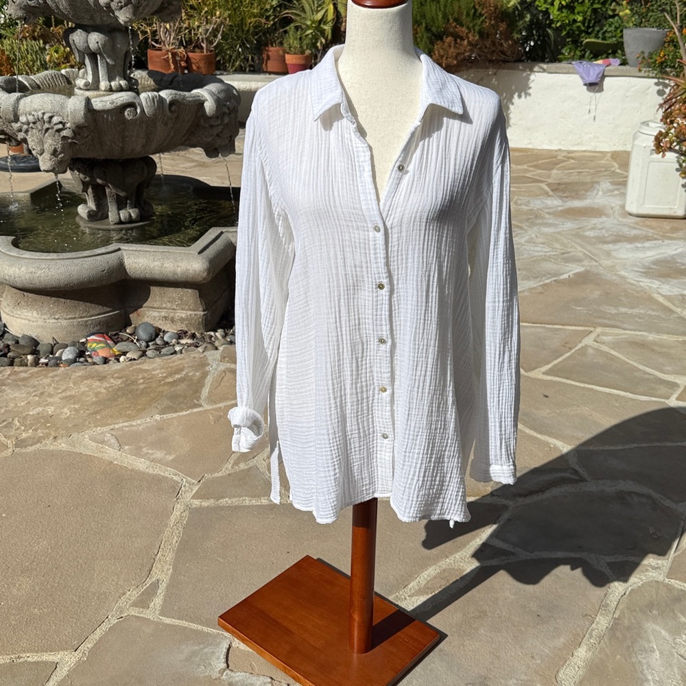 Eileen Fisher Cream Textured Top